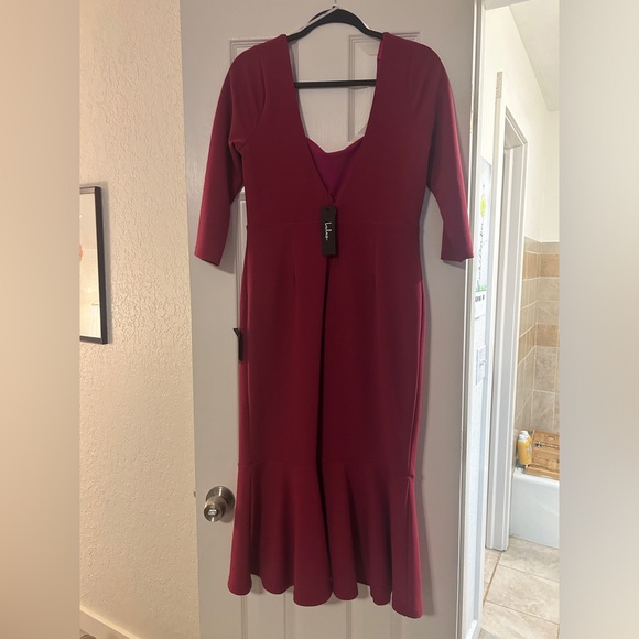 NWT Lulu’s Magenta Attitude Trumpet dress- Size L - Picture 5 of 5